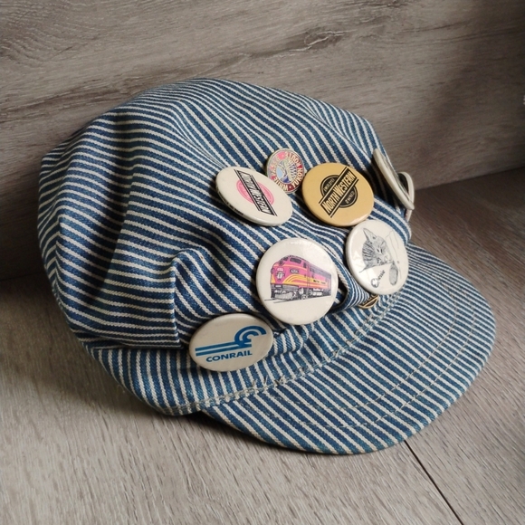 Vintage Old Railroad Conductor Hat Engineer 9 Collector Buttons Men's Medium - Picture 16 of 16